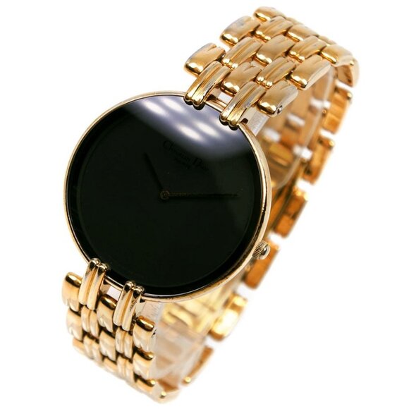 Dior Bagira Watches 47 154-2 blackDial Plated Gold Quartz Analog display mens - Picture 2 of 7